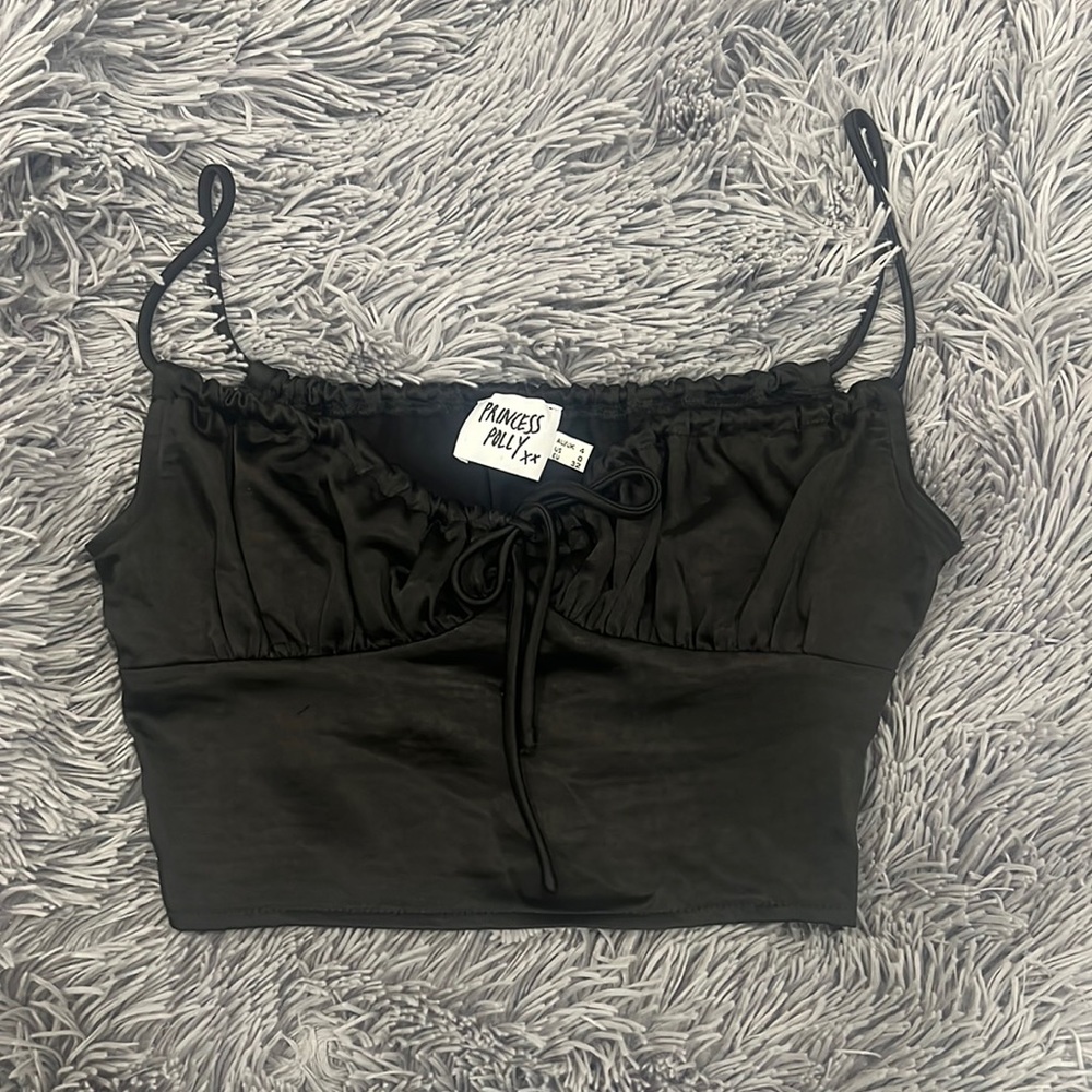 princess polly black silk tank